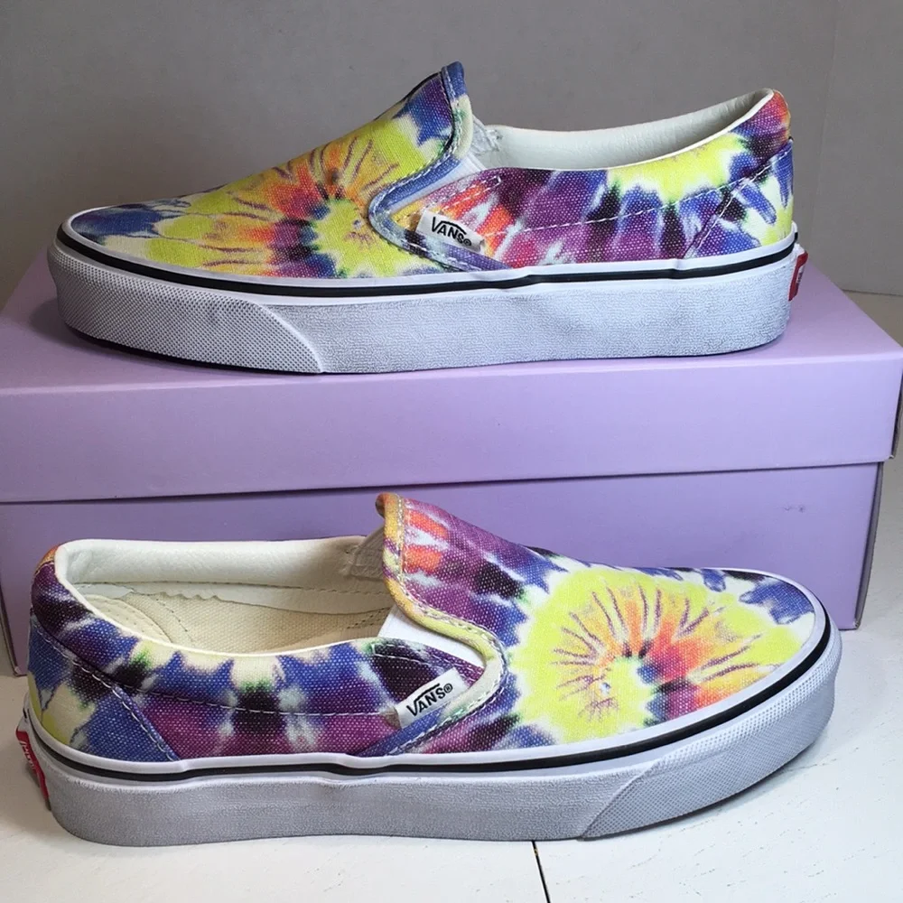 NWT Vans Classic Slip Ons Washed Tie Dye Women’s 6.5